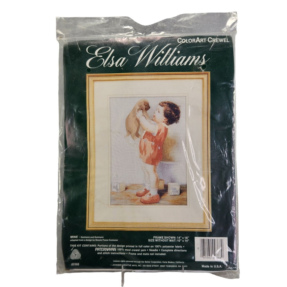 Elsa Williams Mine Puppy Dog ColorArt Crewel Embroidery Kit Gutmann Art Sealed
